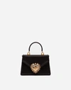 Dolce & Gabbana Small Devotion Molurus Python Skin Top Handle Bag In Black