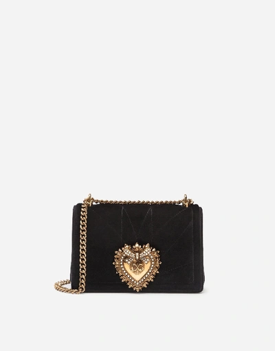 Dolce & Gabbana Medium Devotion Crossbody Bag In Quilted Velvet