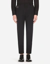 DOLCE & GABBANA STRETCH WOOL PANTS WITH PATCH