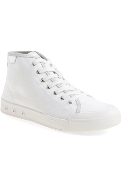 Rag & Bone Woman Standard Issue Leather-trimmed Canvas High-top Sneakers White In Black