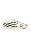 GOLDEN GOOSE SUPERSTAR STRIPED LEATHER AND SUEDE SNEAKERS,720687