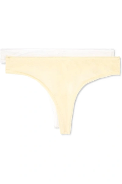 Skin Set Of Two Organic Pima Cotton-jersey Thongs In Yellow