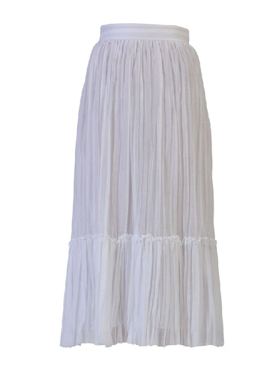 Valentino Pleated Tier Skirt In White