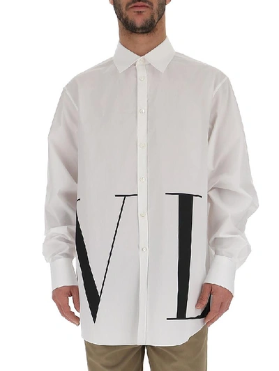 Valentino Oversized Logo-print Cotton Shirt In White