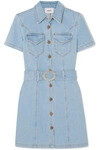 NANUSHKA MORA BELTED DENIM MINI DRESS