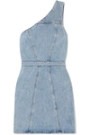 AGOLDE ANNEX ONE-SHOULDER DENIM MINI DRESS