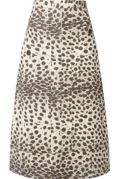 Sea Apollo Leopard-print Cotton A-line Skirt In Cream