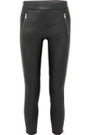 Alexander Mcqueen Lace-trim Skinny Leather Trousers In Black
