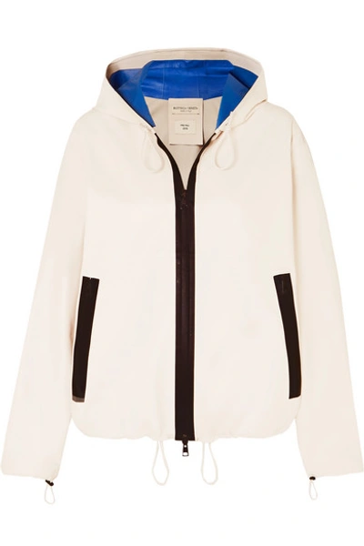 Bottega Veneta Hooded Two-tone Leather Jacket In White