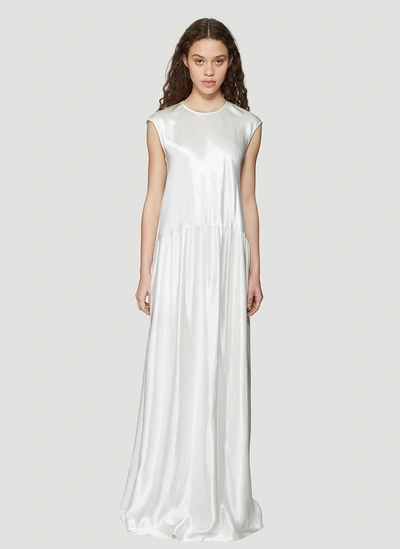 Sies Marjan Washed Satin Sleeveless Full Length Dress In White