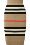 BURBERRY STRIPED MERINO WOOL SKIRT