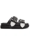 ALEXANDER MCQUEEN EMBELLISHED LEATHER SLIDES