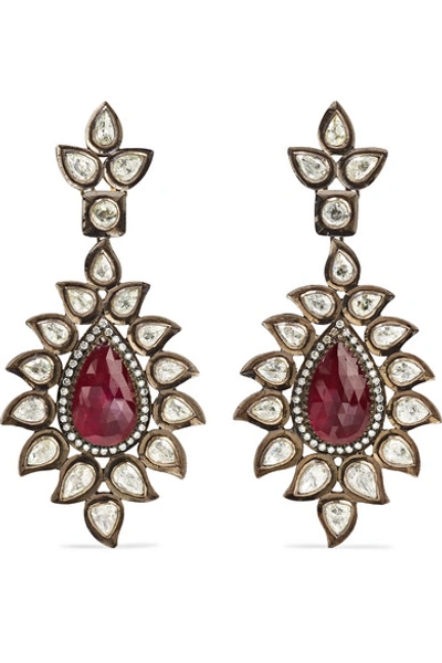 Amrapali 18-karat Gold, Ruby And Diamond Earrings