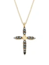 SUZANNE KALAN 18K Yellow Gold & Black Diamond Mini Cross Pendant Necklace