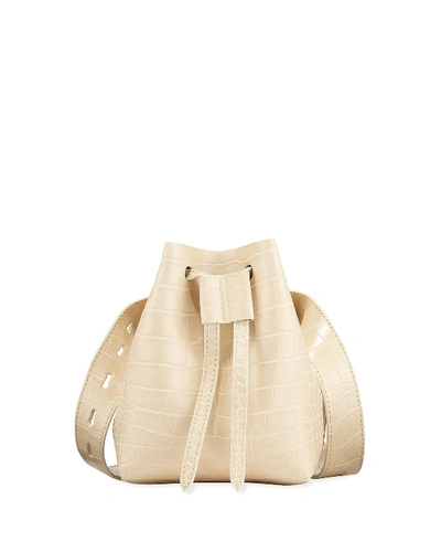 Nanushka Minee Crocodile-embossed Belt Bag, Cream In White