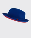 KEITH AND JAMES KING RED-BRIM WOOL FEDORA HAT, TRUE BLUE,PROD147530189
