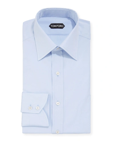 Tom Ford Point-collar Cotton-poplin Shirt In Blue