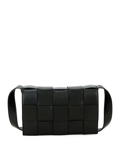 Bottega Veneta Cassette Small Intrecciato Leather Cross-body Bag In Black