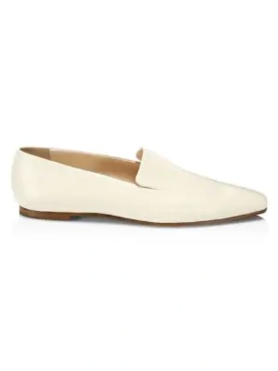 The Row Minimal Leather Loafers In Pearl Grey