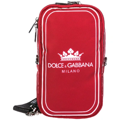 Dolce & Gabbana Logo Print Crossbody Bag In Milano Rosso