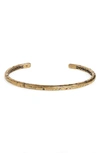John Varvatos Distressed Brass Cuff Bracelet In Metallic Gold