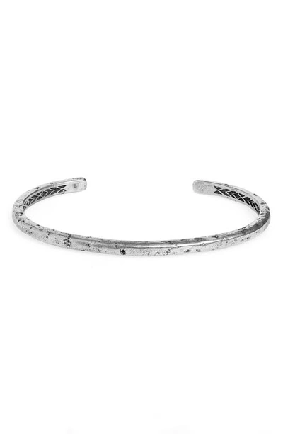 JOHN VARVATOS DISTRESSED SILVER CUFF BRACELET,JV-BCUM-SS-NS908.02