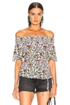 L AGENCE L'AGENCE LUCIA OFF SHOULDER SMOCKED BLOUSE IN MULTI,LAGF-WS148