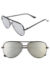 Quay X Desi Perkins High Key Mini 57mm Aviator Sunglasses - Black/ Silver