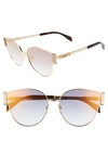 MOSCHINO 61MM SPECIAL FIT CAT EYE SUNGLASSES - GOLD/ HAVANA,MOS028FS