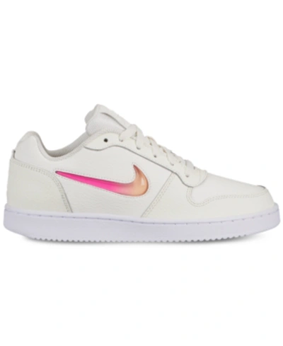 Nike Women's Ebernon Low Premium Casual Sneakers From Finish Line In Sail/laser Fuchsia-melon