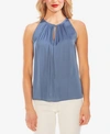 Vince Camuto Gathered-neck Keyhole Top In Dusty Blue