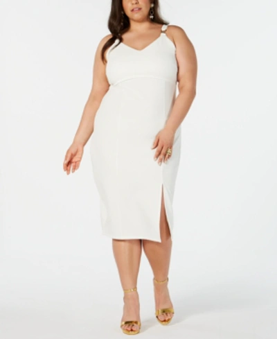 Almost Famous Trendy Plus Size Slit-front Sheath Dress In White
