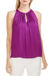 Vince Camuto Gathered-neck Keyhole Top In Rich Magenta