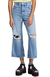 FREE PEOPLE RANGER RIPPED CROP WIDE LEG JEANS,OB957302