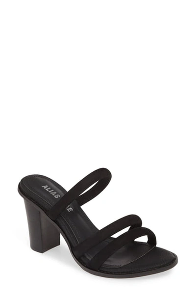 Alias Mae Evita Strappy Slide Sandal In Black Nubuck