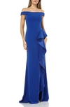 CARMEN MARC VALVO INFUSION RUFFLE OFF THE SHOULDER GOWN,661542