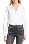 Frank & Eileen Eileen Long-sleeve Button-front Cotton Shirt In White Tattered Denim