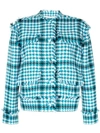 Msgm Houndstooth Cotton-blend Jacket In Blue