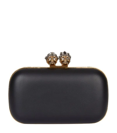 Alexander Mcqueen Queen And King Skull Clutch In Black