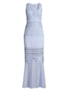 BCBGMAXAZRIA Lace Detail Scoopneck Gown