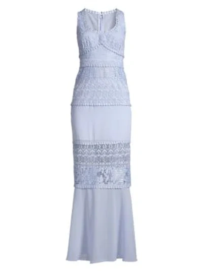 Bcbgmaxazria Lace Detail Scoopneck Gown In Kentucky Blue