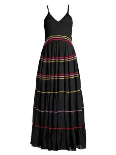 Carolina K Marieta Multicolor Seam Maxi Dress In Black