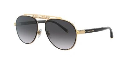 Dolce & Gabbana Mirrored Aviator Sunglasses W/ Logo Brow Bar In Light Grey Gradient Black