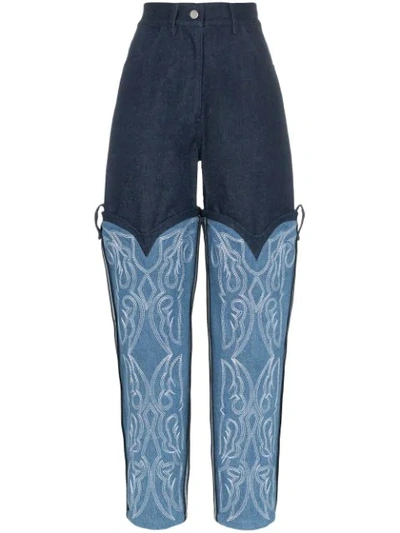 Asai Cowboy Embroidered Jeans In Blue