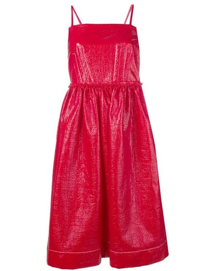Marni Coated Cotton Blend Midi Dress In Red