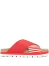 MSGM STRIPED CROSS STRAP SLIPPERS