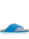 MSGM STRIPED CROSS STRAP SLIPPERS