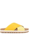 MSGM STRIPED CROSS STRAP SLIPPERS