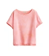 ALEX MILL Solid Short Sleeve Boatneck Fleece Top in Coral Pink