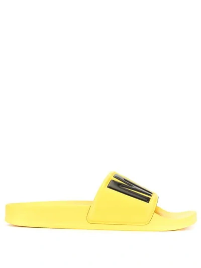 Msgm Logo浮雕凉鞋 - 黄色 In Yellow